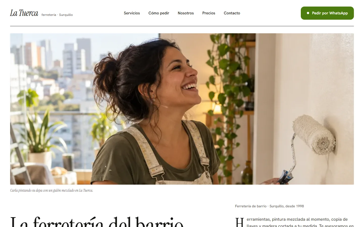 Web de muestra de una ferretería, estilo revista