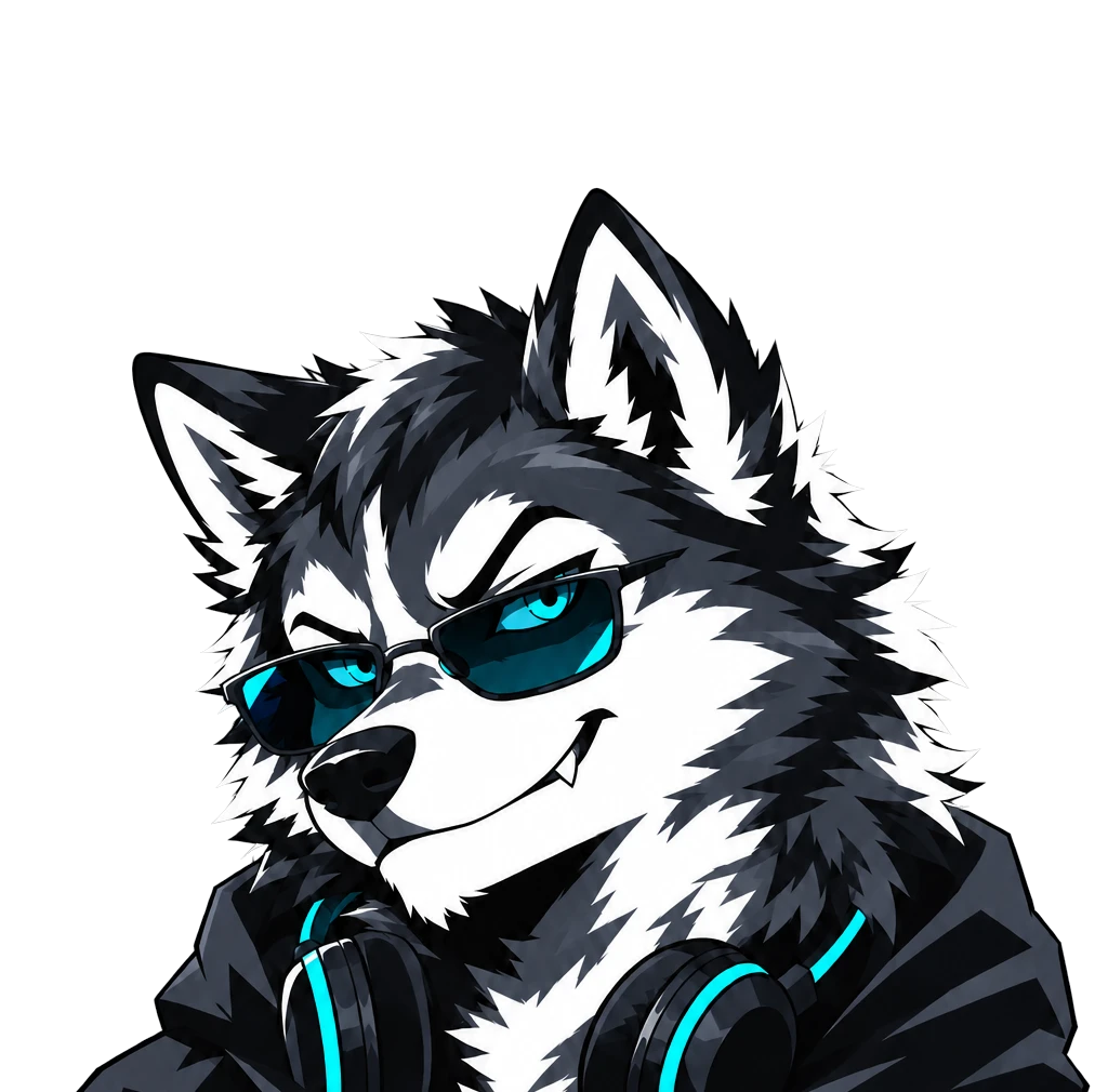 Lone Wolf, el lobo con lentes oscuros, hoodie negro y audífonos
